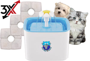 Purrfect World Cat and Dog Water Fountain w/ 3 Carbon - Ion Exchange Filters : 84 Oz / 2.5L Capacity